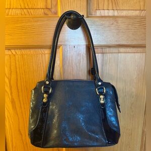 Marino Orlandi Navy and Paisley Shoulder Bag